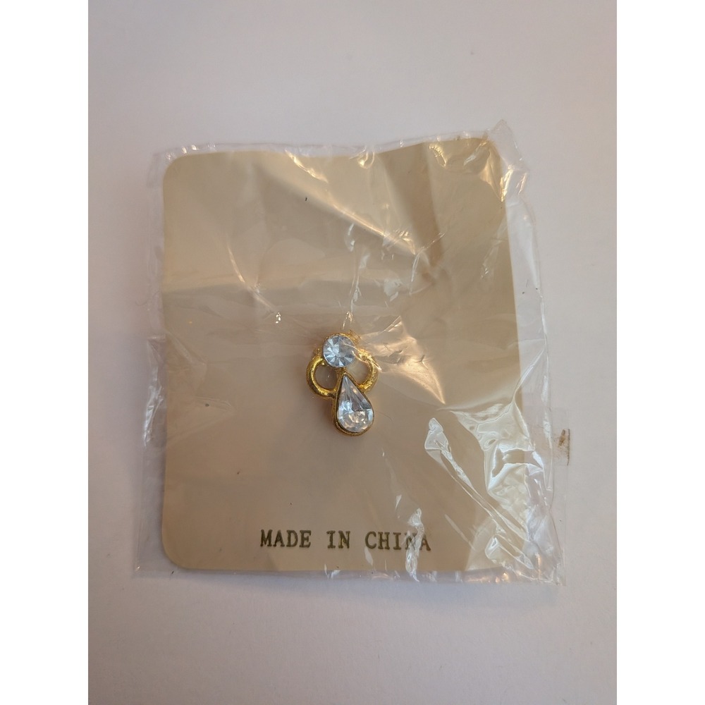 Gold Tone Clear Rhinestone Teardrop Crystal Pendant Charm New